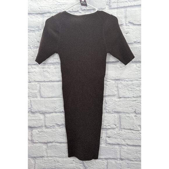 Michael Stars Bodicon Dress Elbo Sleeves Chestnut Shimmer Medium Petite - Picture 5 of 5